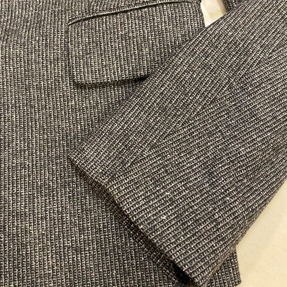 Benetton Wool Blazer Size XS 40 Gray Black Wool Silk Button Closure - Picture 5 of 13